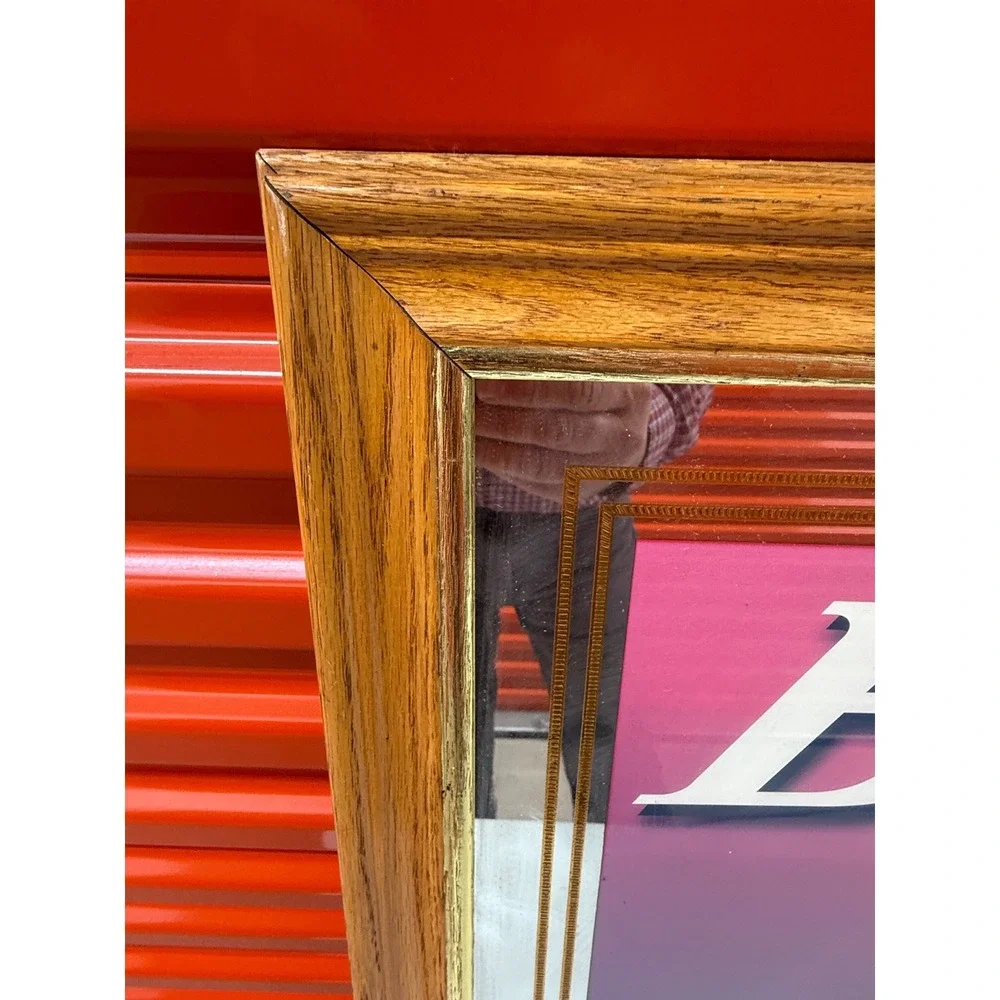 Vintage Budweiser Wild Turkey Bar Mirror King of Beers Wood Frame Large 34x28